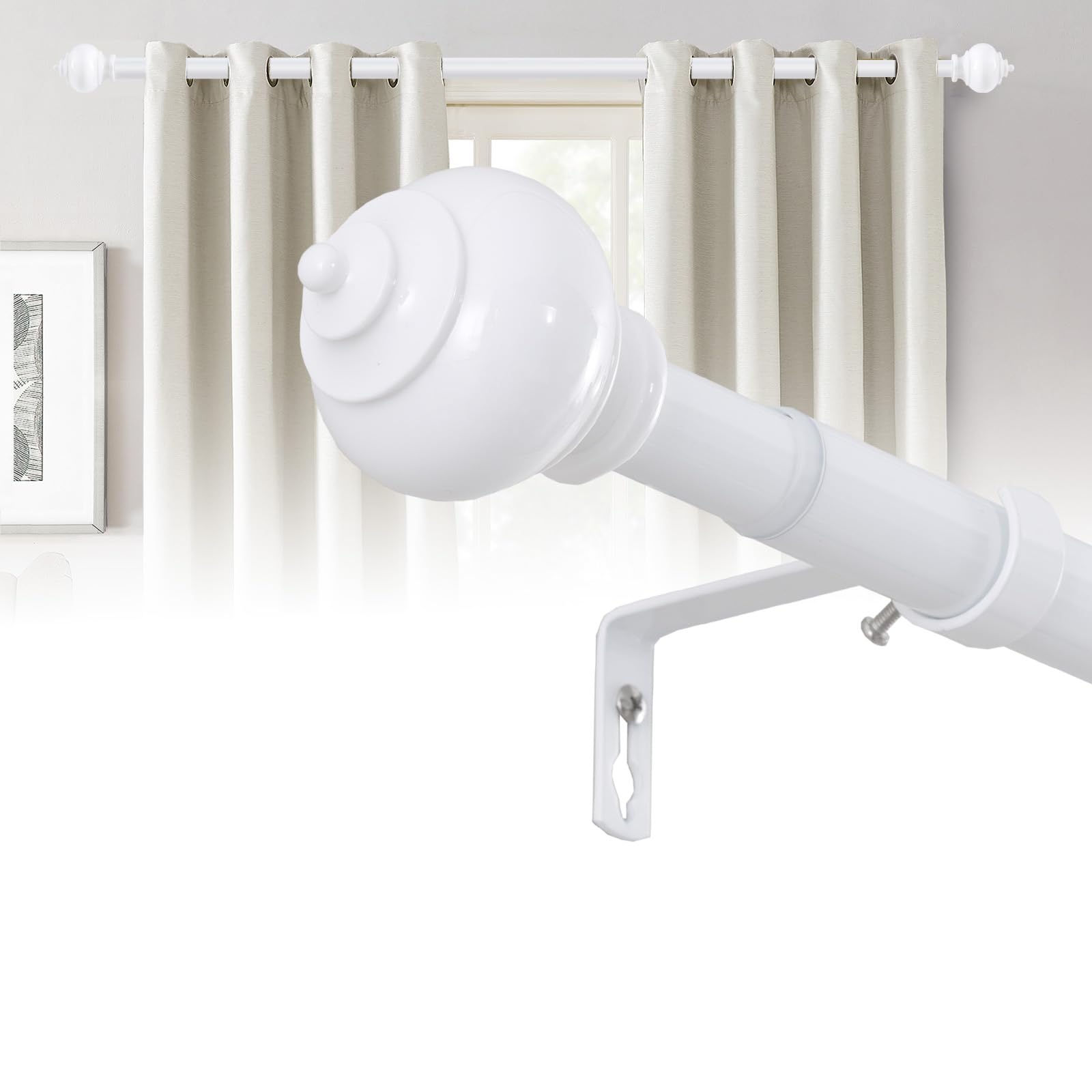 H.VERSAILTEX Long Adjustable Curtain Pole, Retractable 76-230 cm, Black, For Bay Windows & Straight