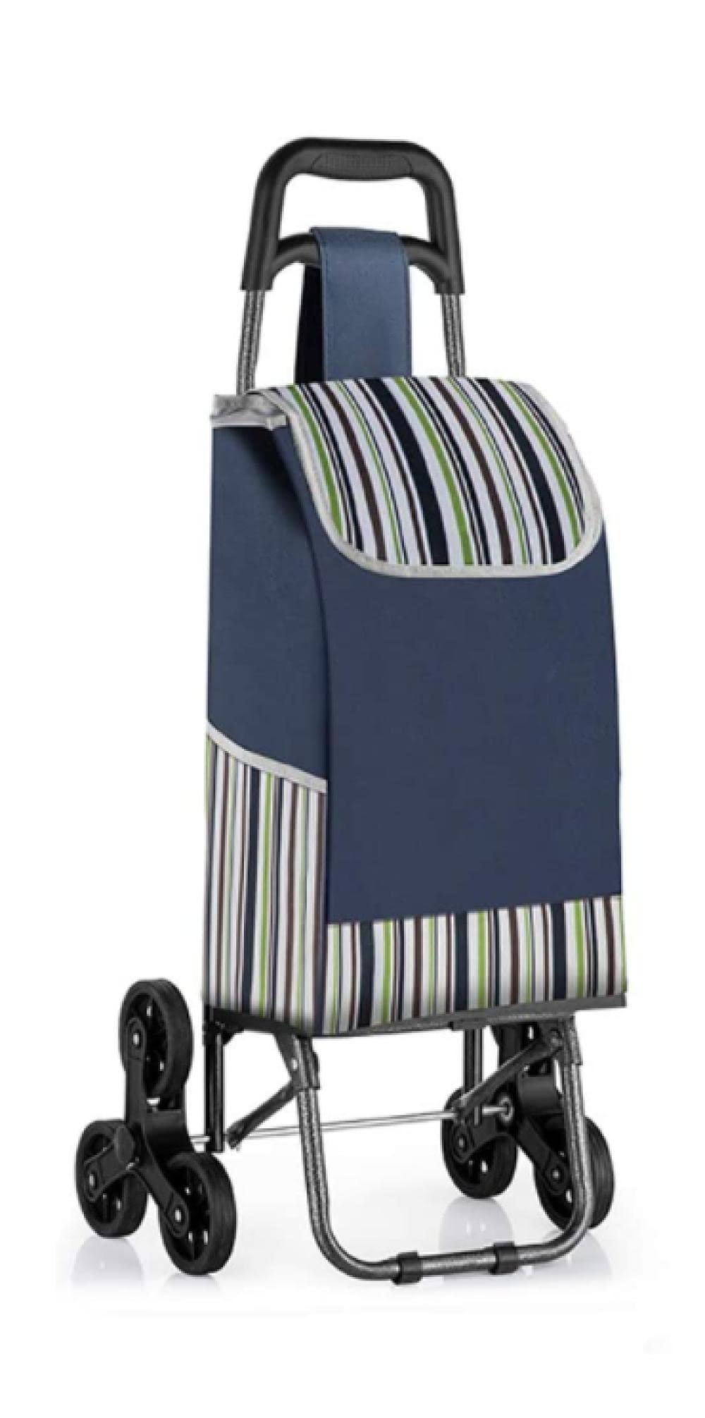 Carrello Pieghevole Per Spesa 40 Kg - Con Ruote E Manico Telescopico, Blu E Nero