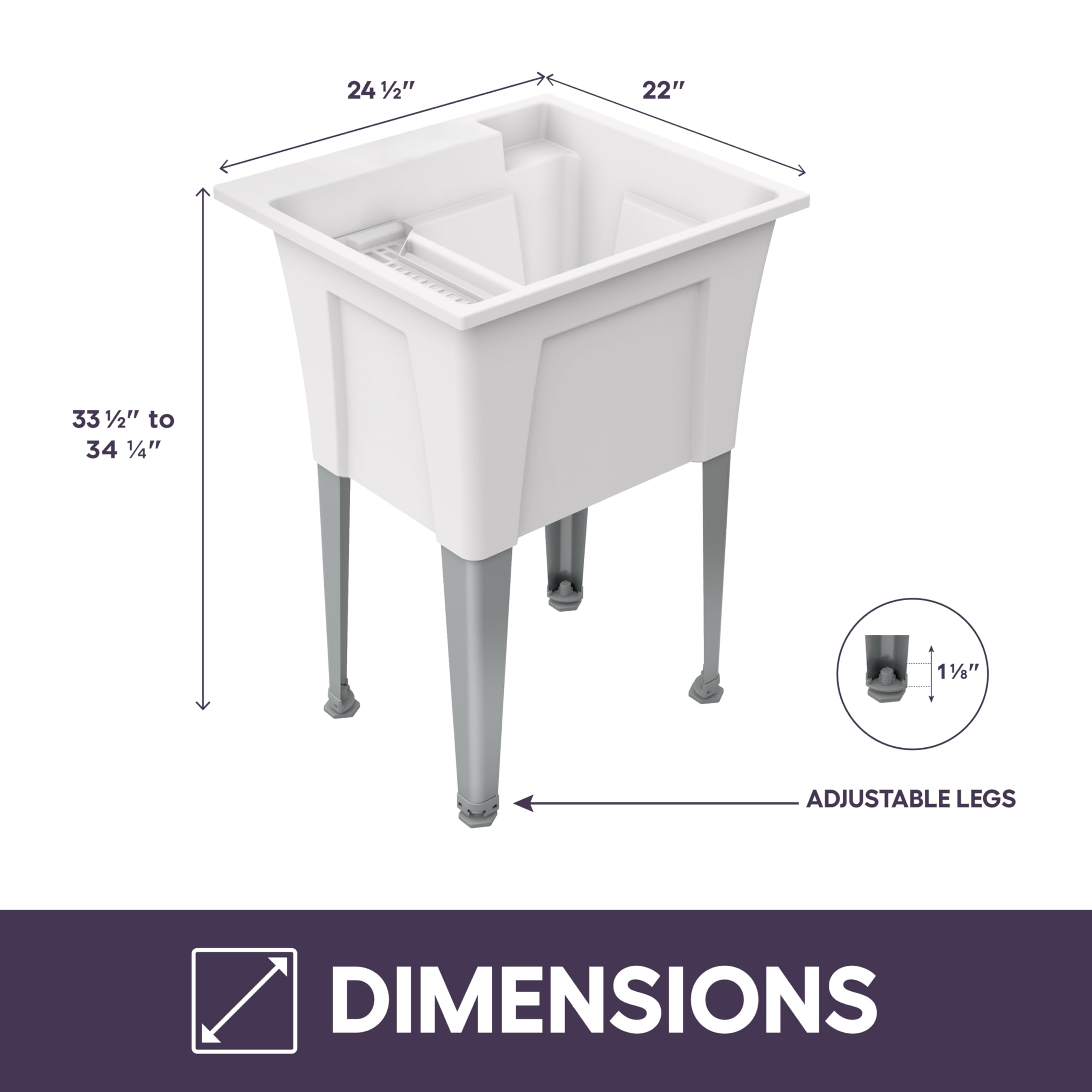Noah William 61cm Allzweckwaschbecken – Robuste PP-Spüle Für Garage, Garten & Keller