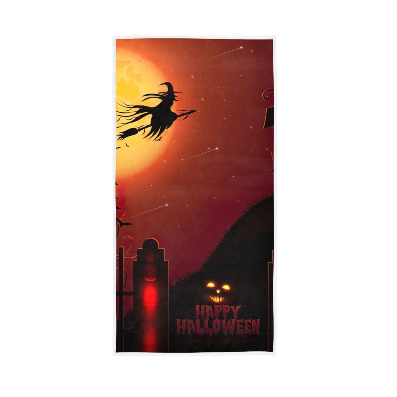 HUYGD Halloween House Red Moon Hands Towel, 15 x 30 Inch Decorative Towels Fingertip Towels for Bathroom Esthetician Towels for Facials