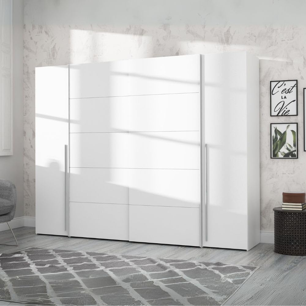 Armadio Camera da Letto 2 Ante, Guardaroba Camera da Letto 270.3x61.2x210.5 cm Colore Bianco