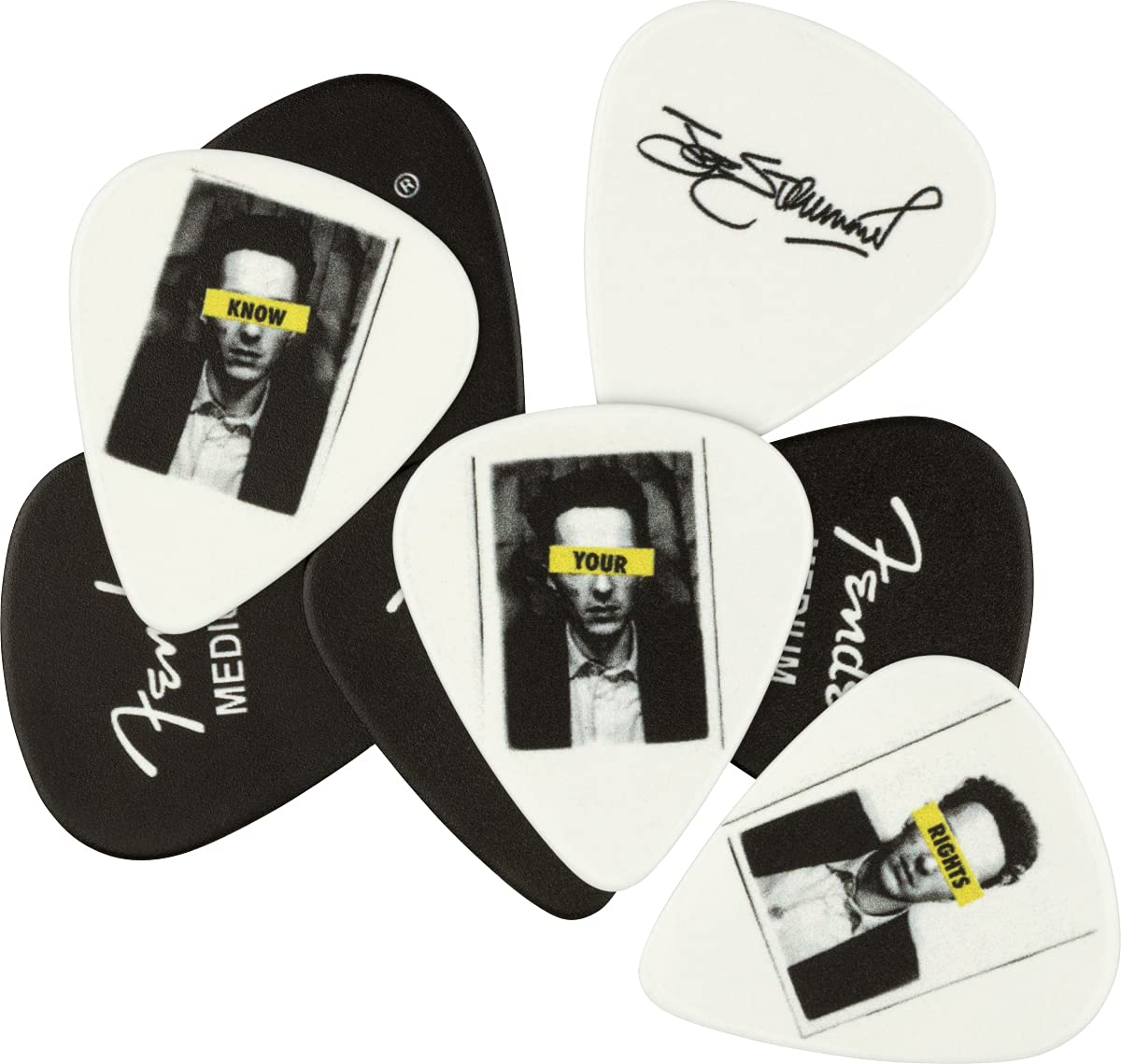 Fender® JOE STRUMMER PICK TIN - MEDIUM - 8 PACK - Celluloid Plectrums - 351 Shape - Medium - Pack of 8 - Colour: JS Artwork - Image 3