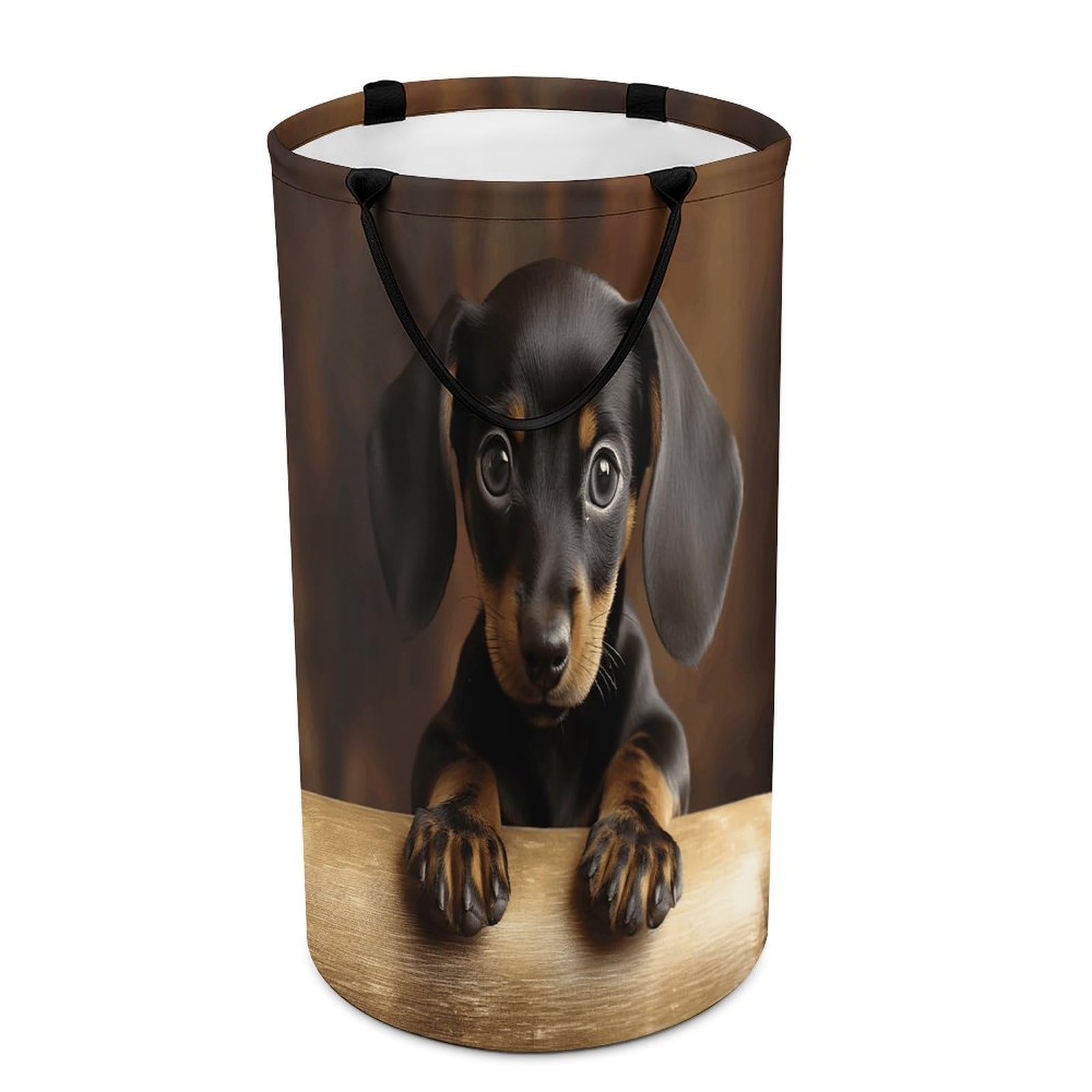 Dog Dachshund Laundry Basket Large Foldable Laundry Hamper with Handles Freestanding Collapsible Clothes Basket Waterproof Portable Dirty Clothes Hamper for Bathroom 86L
