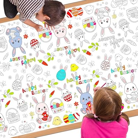 Childom Easter Coloring Tablecloth for Kids Cover