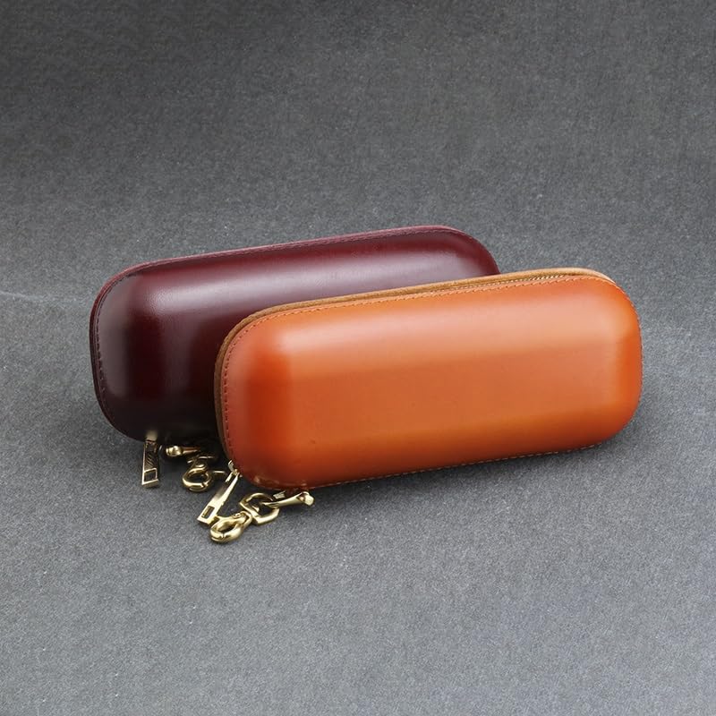 Etui na okulary skórzane w stylu vintage, ręcznie wykonane etui na okulary krótkowzroczności, przenośne wiszące pudełko do przechowywania z zamkiem błyskawicznym na okulary przeciwsłoneczne