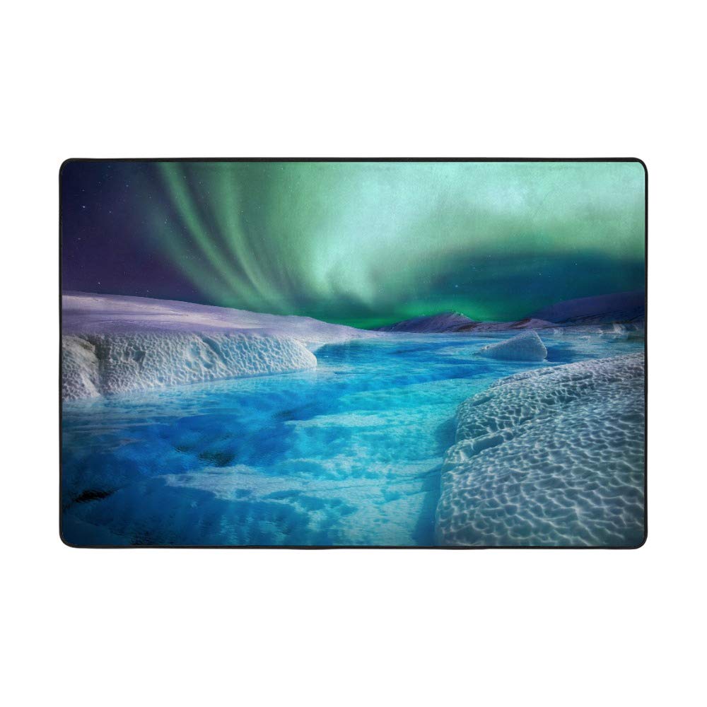 Tapis de salon Glacier Aurora 203x147 cm en velours corail doux Ruchen