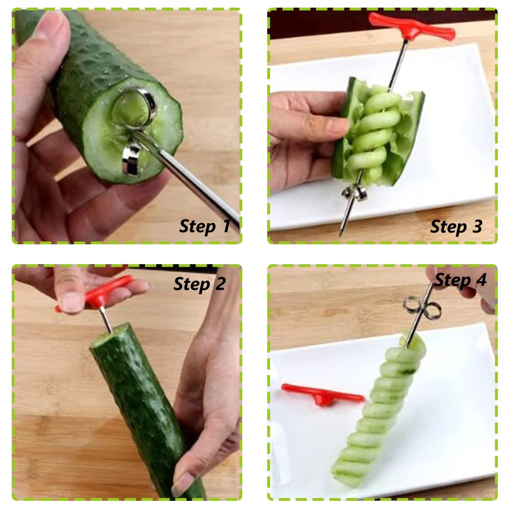 Groentespiraal, spiraalsnijder, groentesnijder, groentesnijder voor courgettes, komkommers, aardappelen, uien, multifunctionele snijder