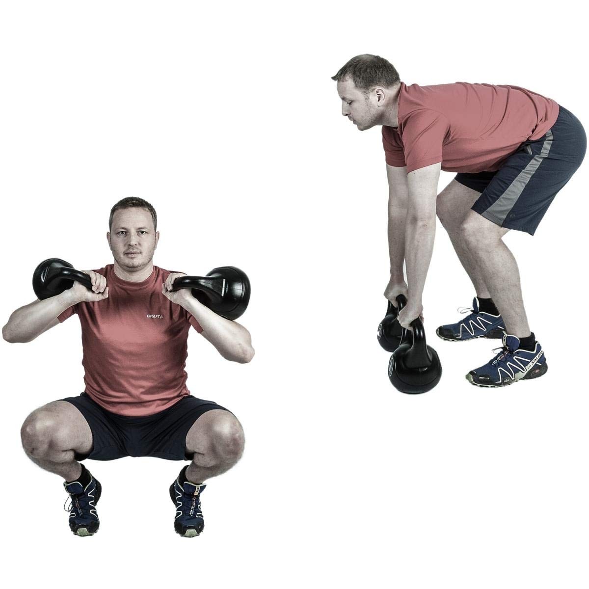 MOVIT Kettlebell - Peso a Scelta da 1 kg a 20 kg, Rivestimento in Plastica, Anti Sfregamento, Ergonomico - Campana Bollitore Palestra, Fitness, Manubri con Maniglia, Ginnastica, Allenamento
