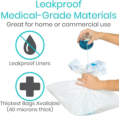 Miniatura 4 de Vive Bolsas de inodoro para mesita de noche, para silla de inodoro, bandeja de cama (paquete de 24) - Suministros para cuidadores para inodoro