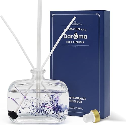 Daroma - Juego de difusor de varillas con varillas de flores secas, difusor de varillas de aromaterapia con aceite esencial natural, difusor de