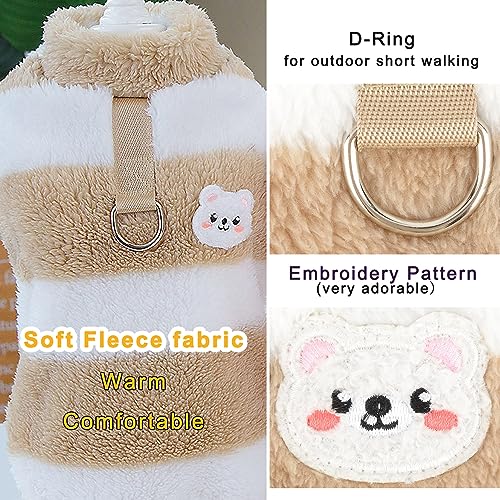 Zunea Fuzzy Fleece Dog Jumper for Small Dogs Cat Winter Sweater Coat with D-Ring Soft Warm Pullover Jacket Coat Puppy Vest Clothes Cold Weather Pet Girl Boy Chihuahua Yorkie Apparel Brown M - Image 4