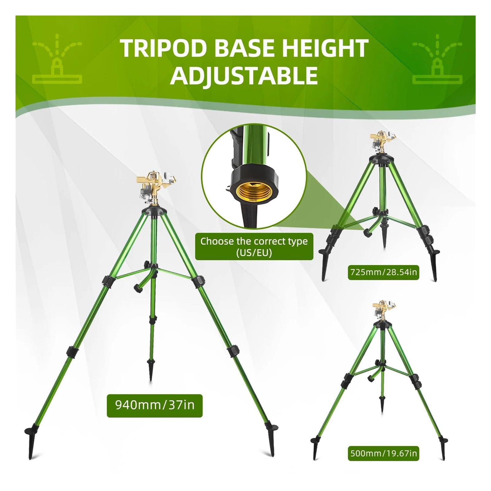 Aspersor De Impacto En Base De Trípode, Boquilla De Aspersor De Latón For Riego De Área Grande De 360 ​​grados, Aspersor De Césped Resistente De Aleación De Zinc Boquillas
