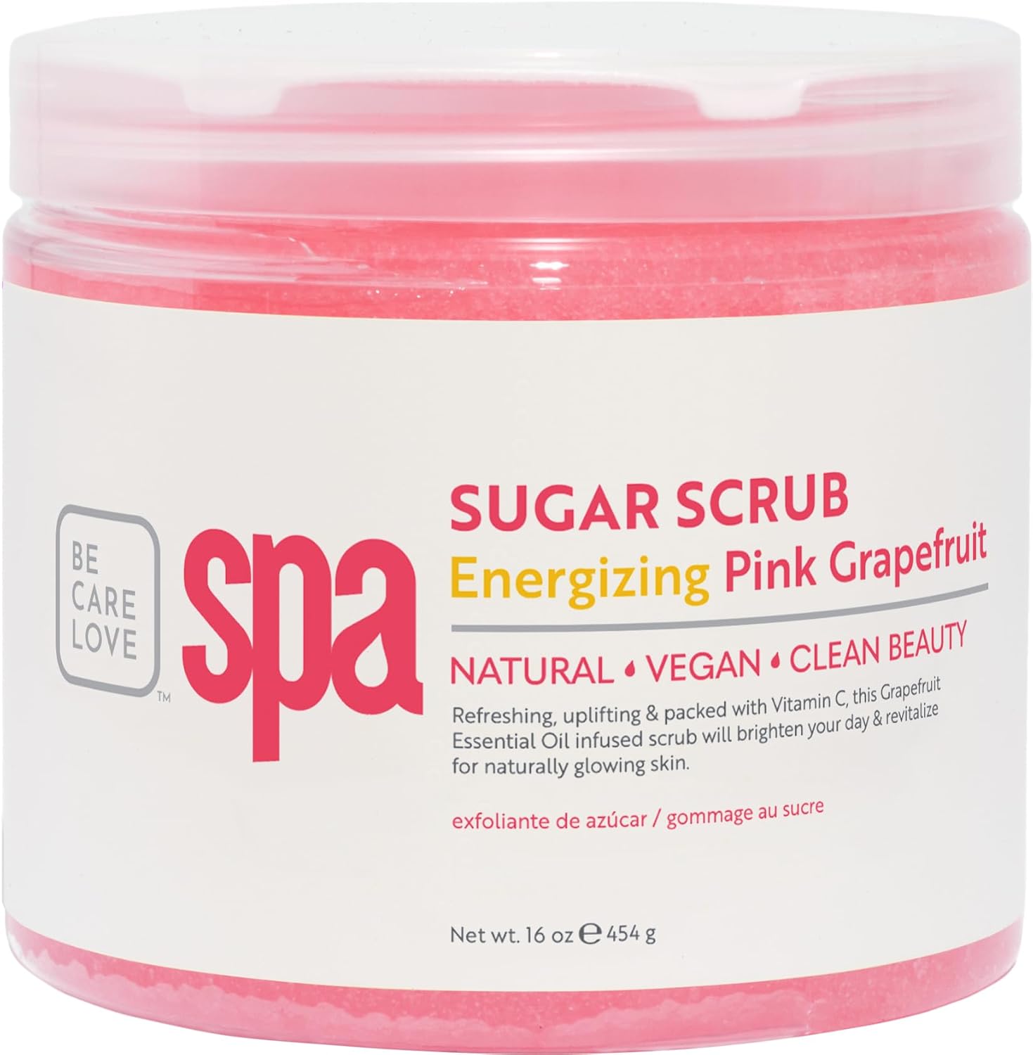 BCL Spa Energizing Pink Grapefruit Sugar Scrub – Professional Exfoliating Body Scrub for Smooth & Glowing Skin, Made in USA, 16 oz