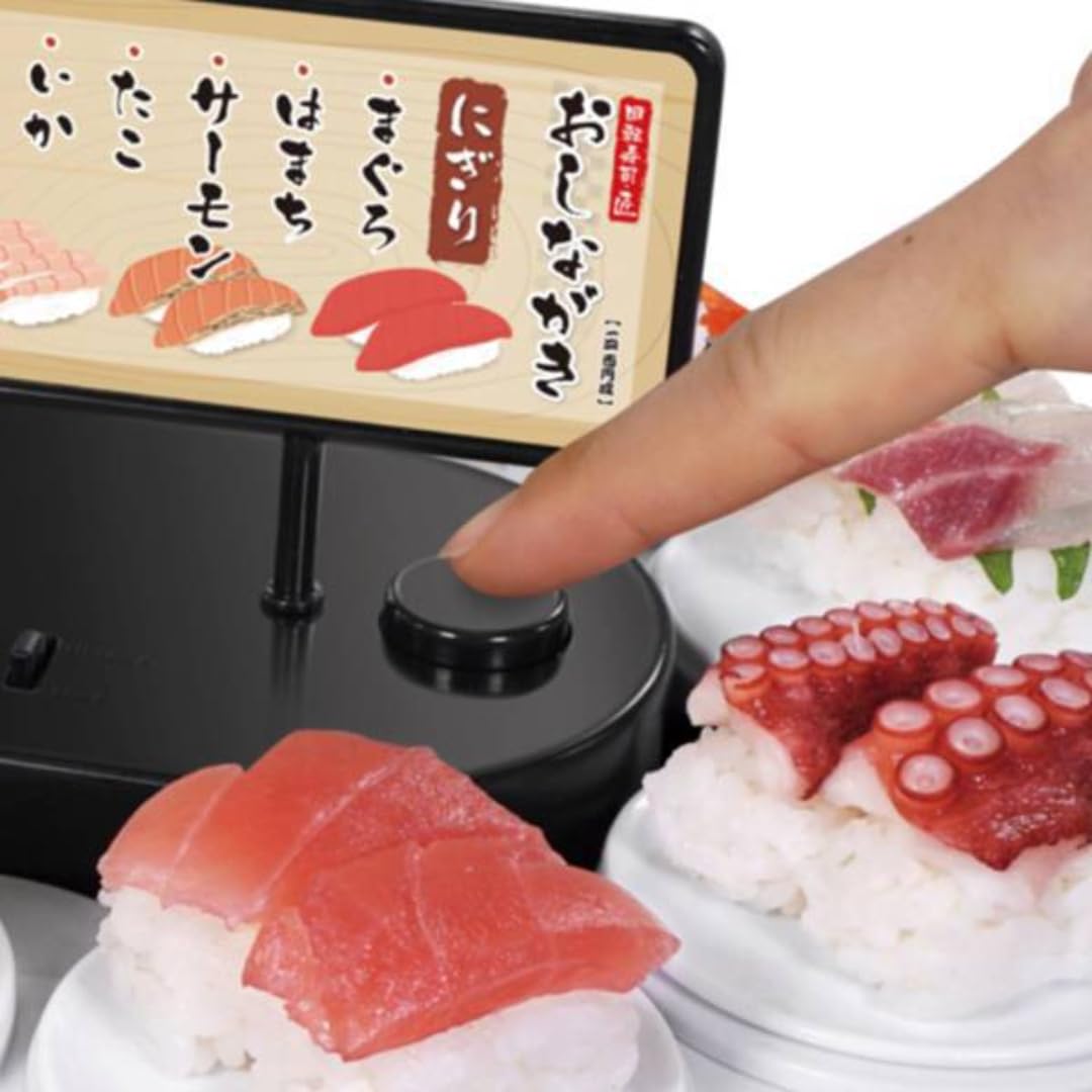 QANYEGN Swing Tray Turntable, Rotating Sushi Machine, Automatic Rotating Table Display Stand for Sushi Dessert Cupcake Macarons (Sushi Driver)
