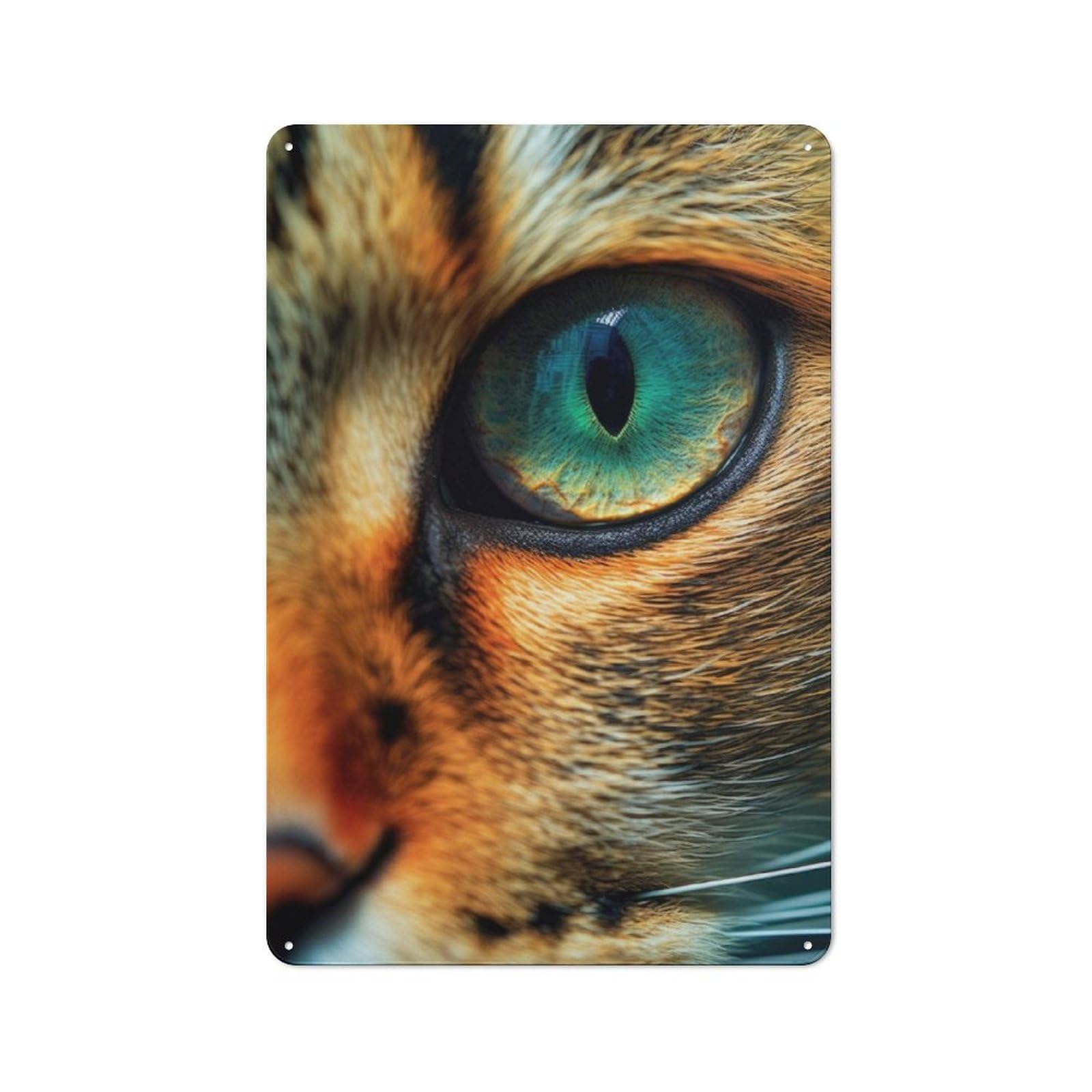 Junmoney Cat Closeup Face Retro Tin Sign 30X20cm For Man Cave Or Games Room, For Collectors Decorating Games Rooms And Man Caves