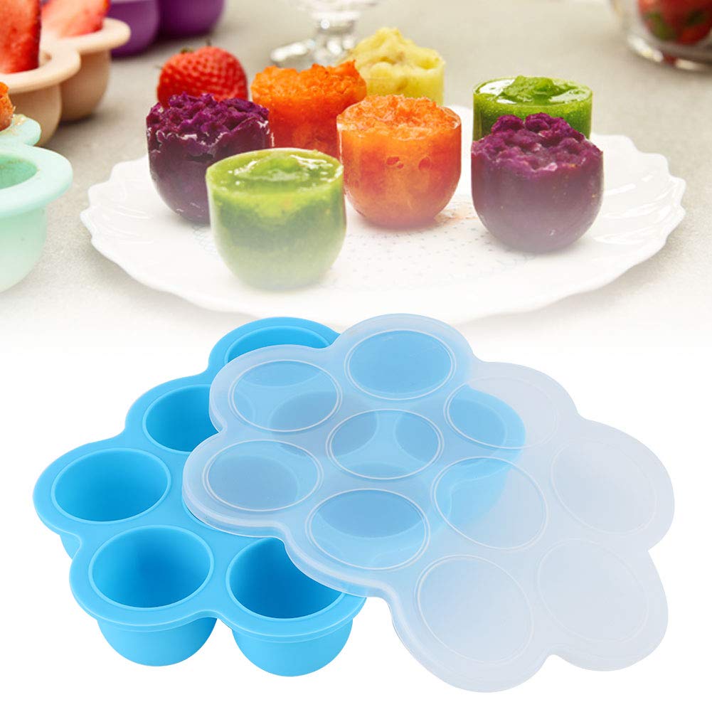 Gefrierschrank, Silikon, spülmaschinenfest, mit Deckel, 10 einzelne Löcher für den Heimgebrauch für Eiswürfelformen (blau)