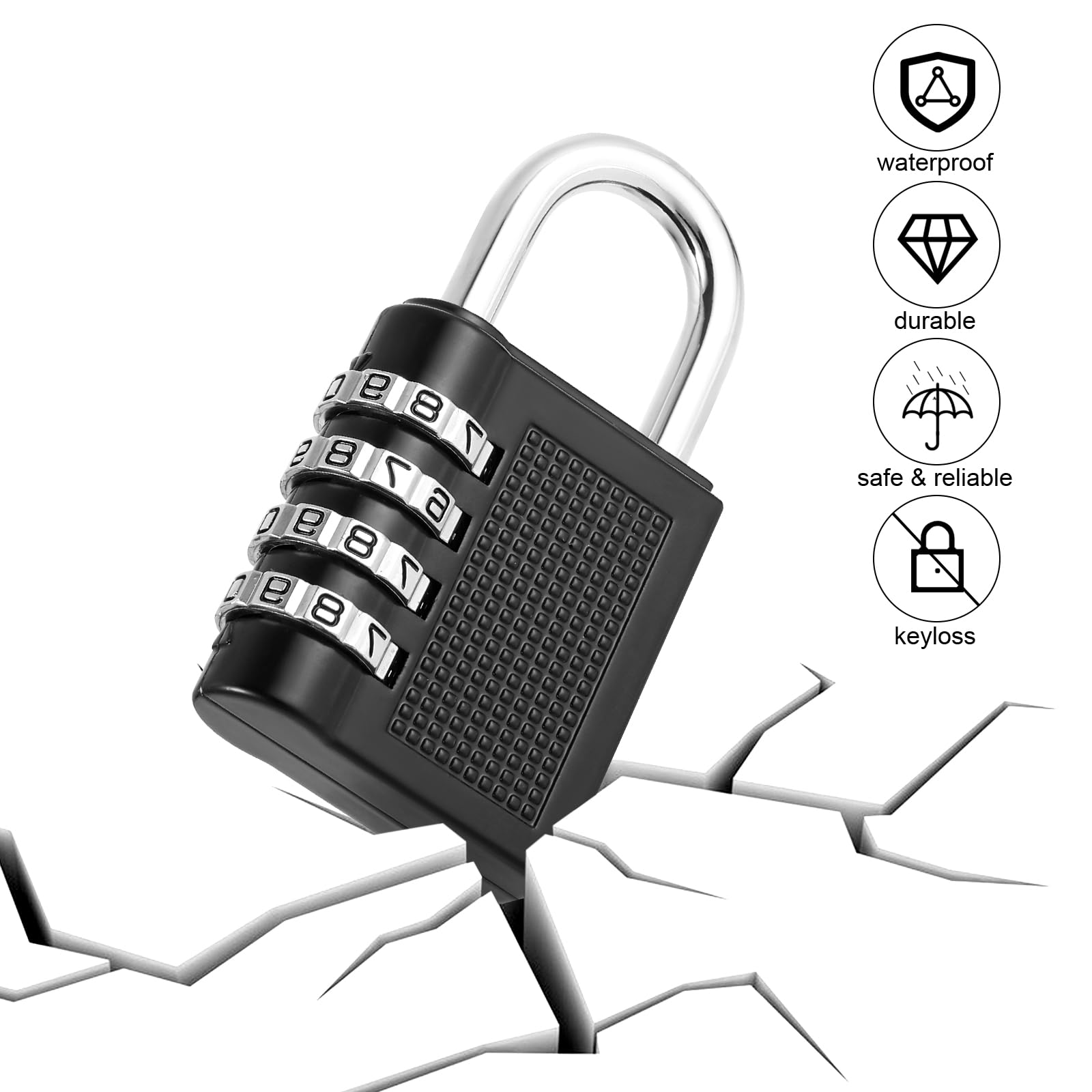 Lucchetto A Combinazione 4 Cifre 2 Pezzi - Impermeabile, Trave Lunga, Per Armadietti, Zaini, Palestra - Foto 5