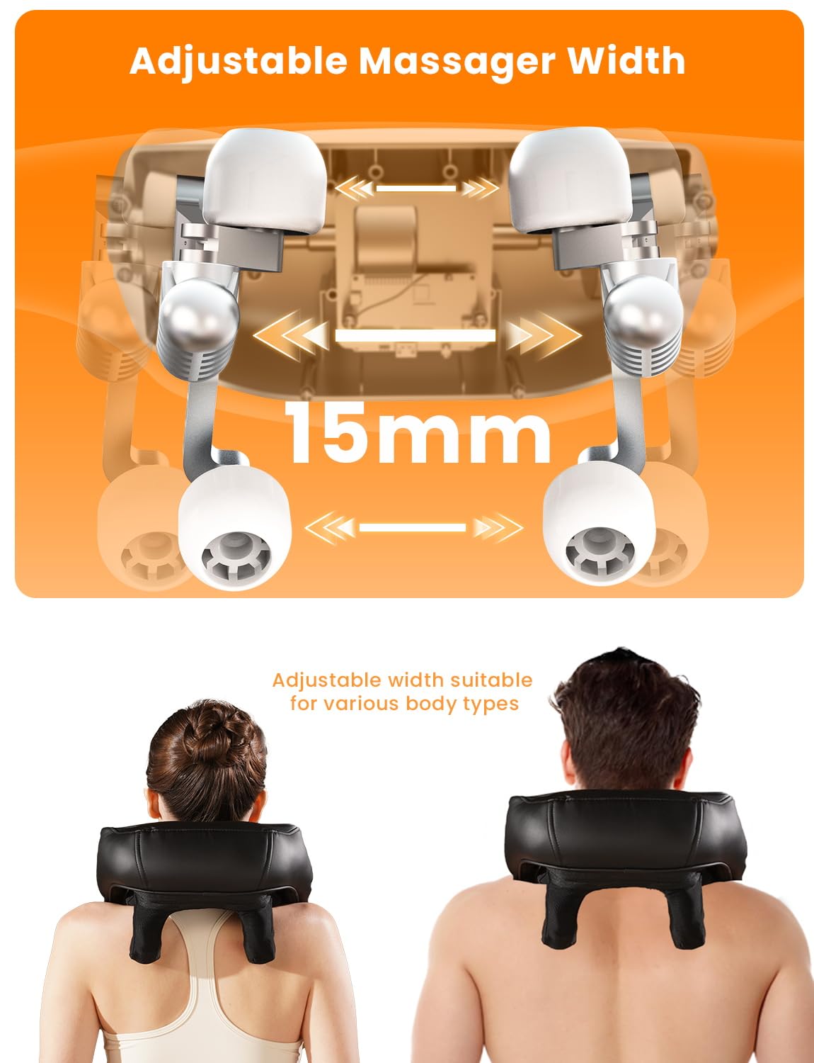 Masajeador inalámbrico de cuello y espalda con calor, ancho ajustable, masaje eléctrico de tejido profundo 4D, almohada de masaje Shiatsu para aliviar el dolor muscular corporal, regalos para mamá y