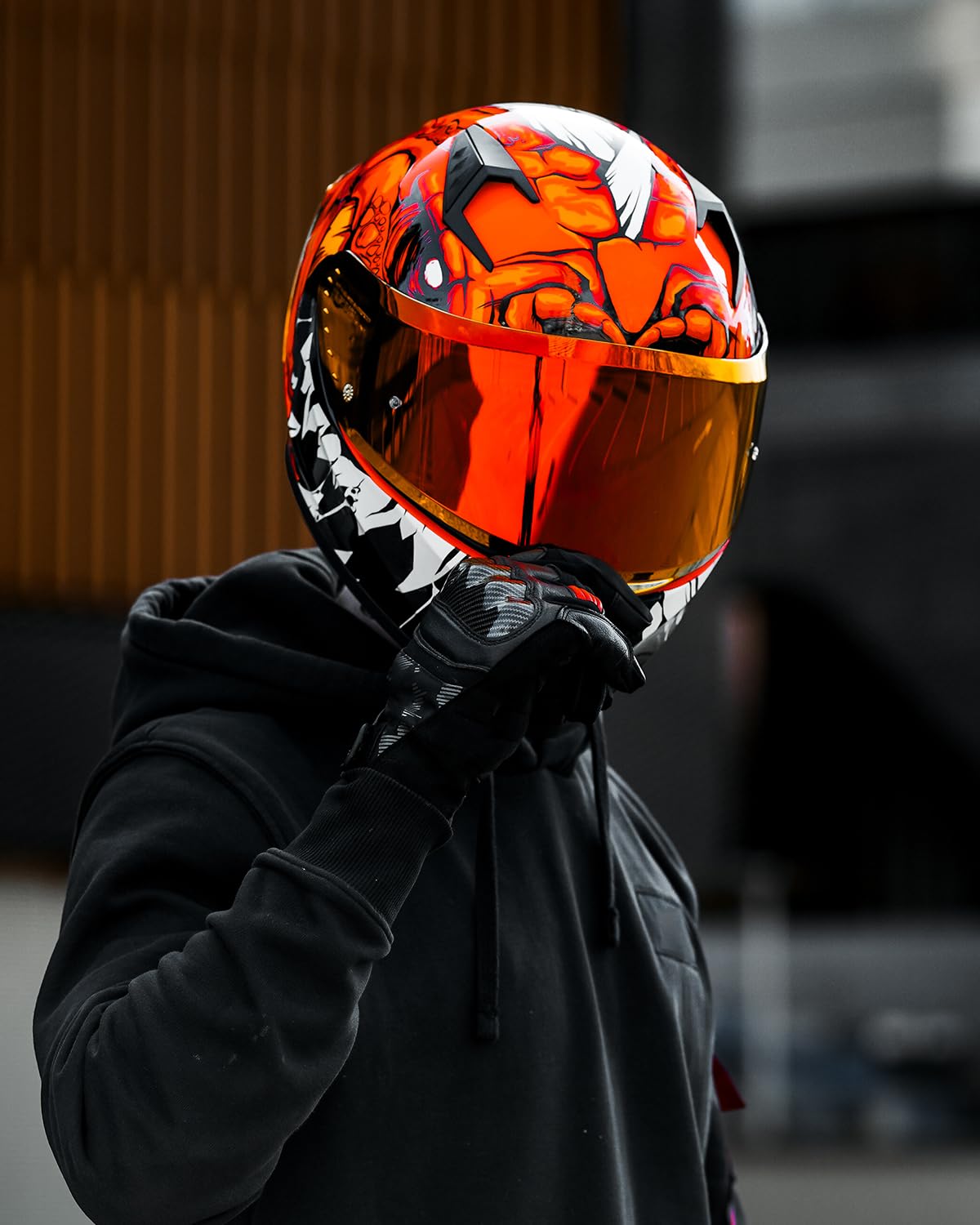 ILM Motorradhelm Integralhelm Herren Damen-Motorcycle Helmet mit 2 Visieren Pinlock-kompatiblen klaren und getönten-Street Bike Motocross Casco DOT&ECE Modell Z501,Lizzard Red,XL