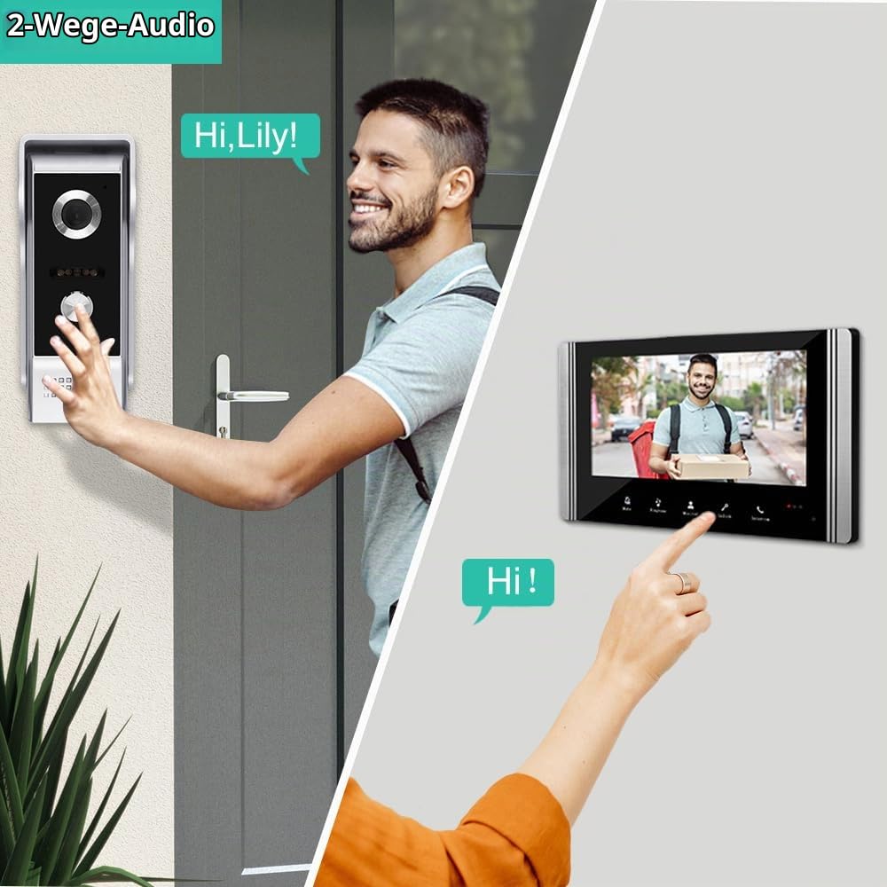 Verdrahtete Video-Gegensprechanlage 7 Zoll Video-Türklingel Tür System Kits Unterstützung Freischaltung Überwachung für Villa Haus Büro Wohnung