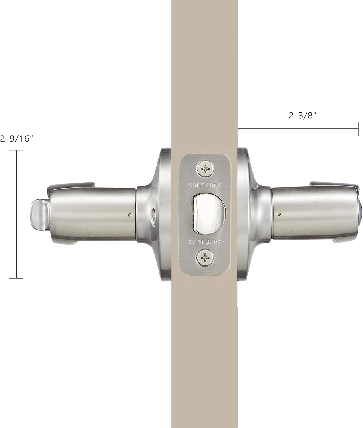 Safe Lock - Layton Lever, Privacy for Bedroom or Bathroom, Satin Nickel Finish