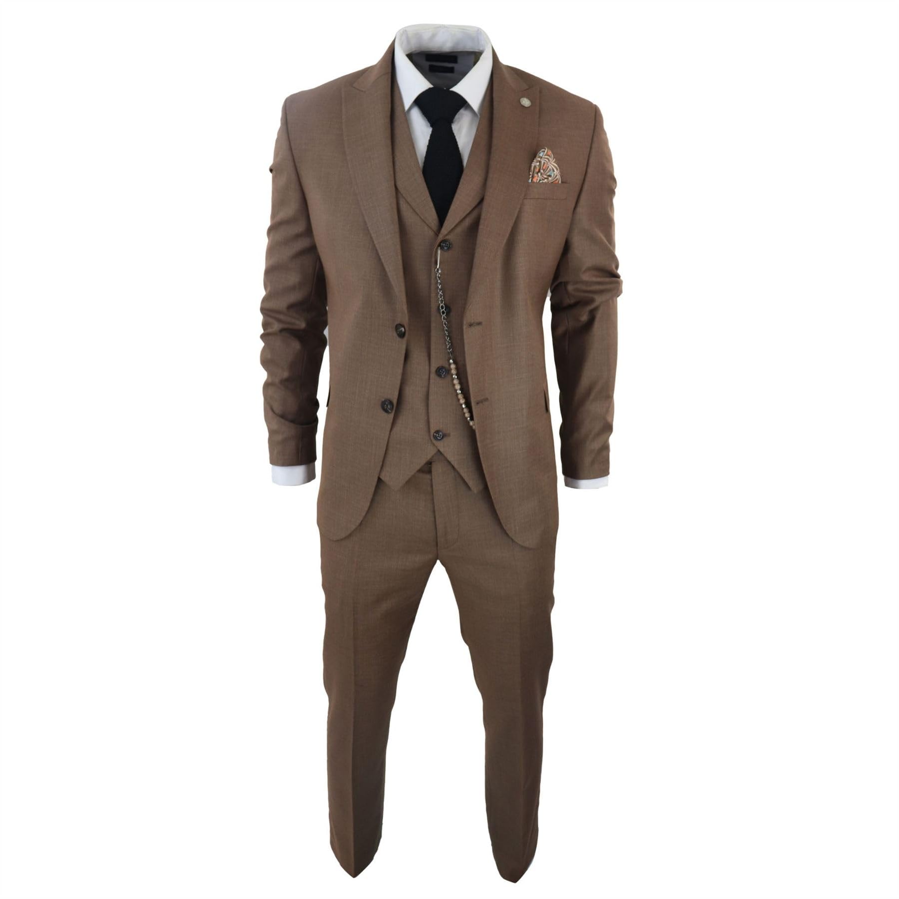 TruClothing Men's 3 Piece Suit - Brown - 48R