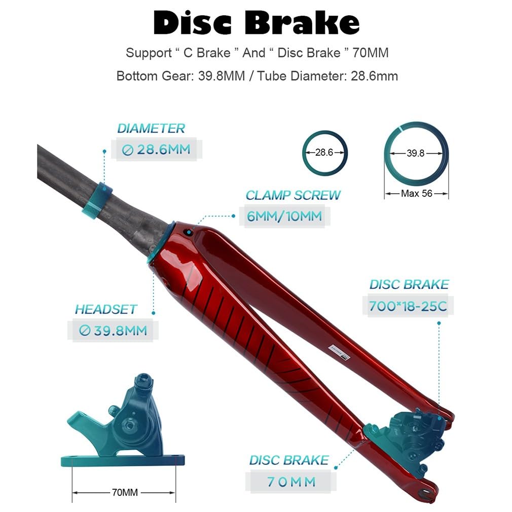 Fourche Vélo De Route Rigide En Fibre Carbone – Pour Frein à Disque, Tube De Direction Conique, Taille 700C