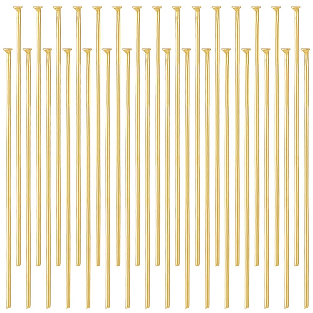 Beebeecraft 1 Box 200Pcs 40mm Flat Headpins 16K Gold Plated Stainless Steel Flat Head Jewelry Making Pins 21 Gauge Bendable Wire Pin for Jewellery Earring DIY Craft Head: 1.6mm