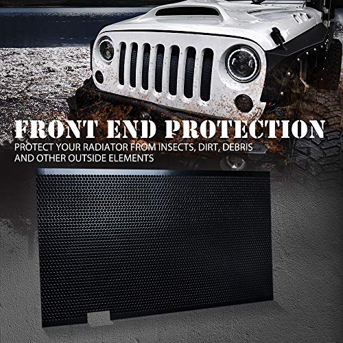 Image of Xprite Black Aluminum Alloy Mesh Insert Compatible with Jeep Wrangler JK JKU 2007-2018 Original Front Hood Matte Grill Grille Grid