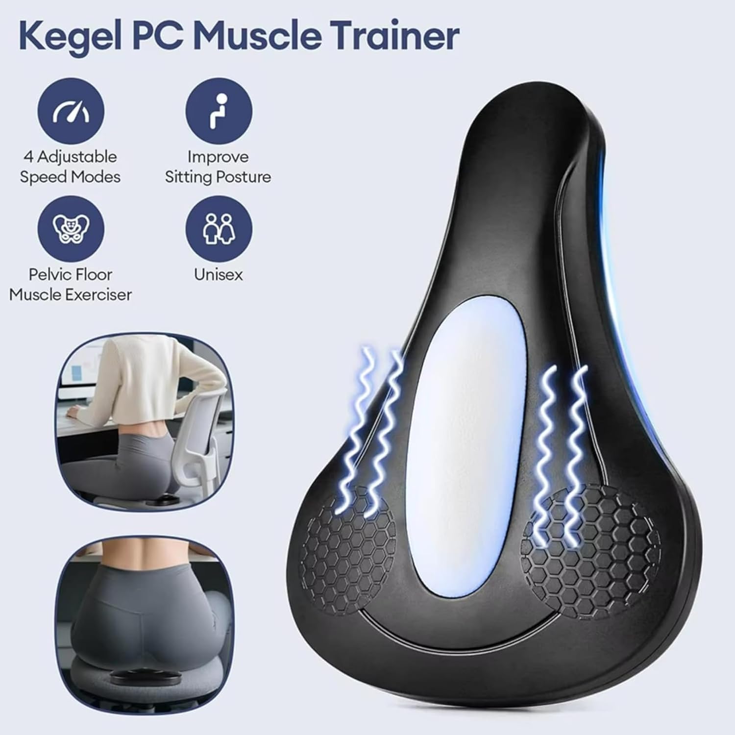 Pelvic Floor Exercise Devices, Unisex Kegel Exerciser for Male, 4 Modes Smart Pelvic Floor Muscle Exerciser, USB-C Charging, Home Fitness for Daily Core Strength (Black,Remote Control)