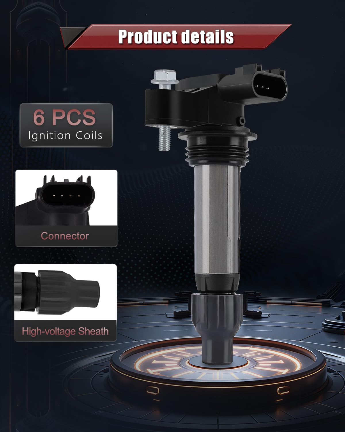 OKLPF Ignition Coil Pack UF569 with Iridium Platinum Spark Plugs 6 Piece Set, Compatible with Buick Enclave GMC Acadia Chevrolet Traverse Equinox SRC XTS ATS 2007-2019 3.0L 3.6L V6