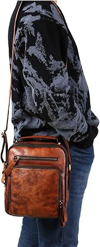 Miniatura 7 de EURYNOME Bolso de mensajero de cuero para hombres, bolso de cuero de grano completo para hombre
