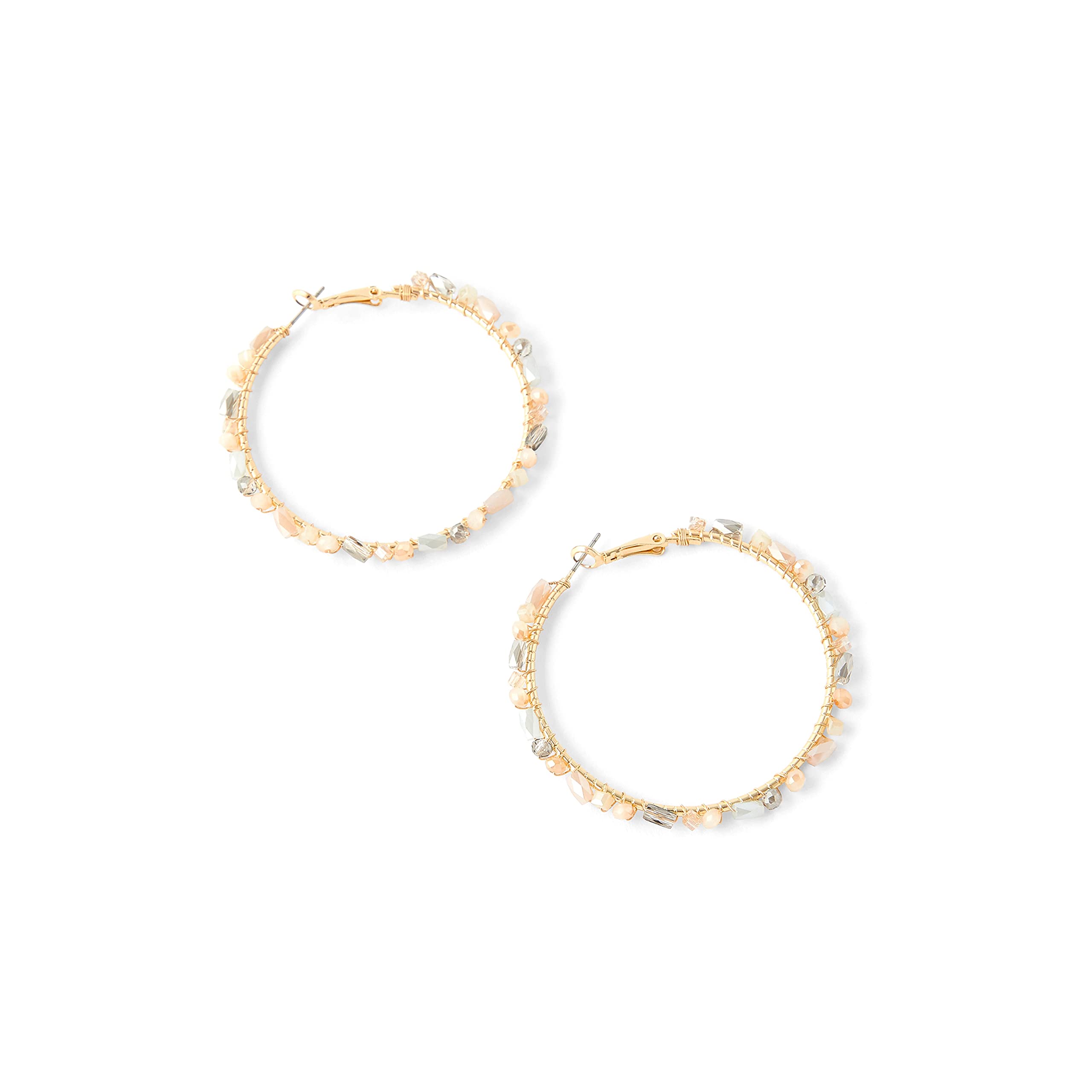 Accessorize London Women Pink Raw Facet Beaded Hoops Earring I Gifts for Women & Girls (B09SZGK45F) Amazon Price History, Amazon Price Tracker
