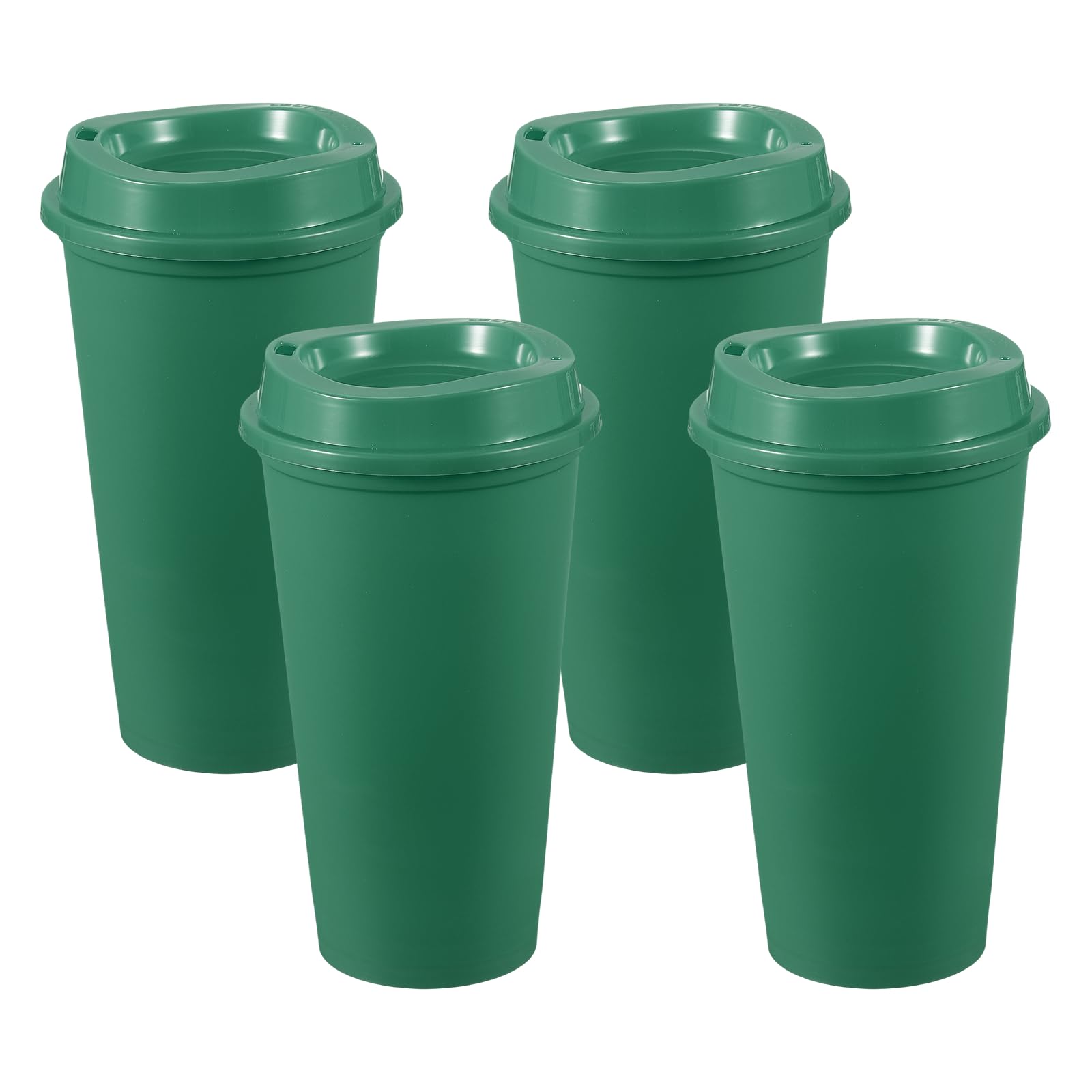 sourcing map 4Pcs Reusable Coffee Cups with Lids, 16oz Travel Coffee Mugs Spill Proof Water Tumblers Drinking Cups for Hot and Cold Drinks Juice Tea, Green