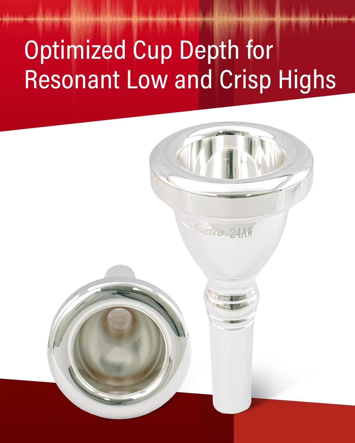 Libretto 24AW Tuba Mouthpiece, 2μm Silver Plated Tuba Mouthpiece w/Vacuum Packing, Designed for Beginners, Students, Intermediate Players