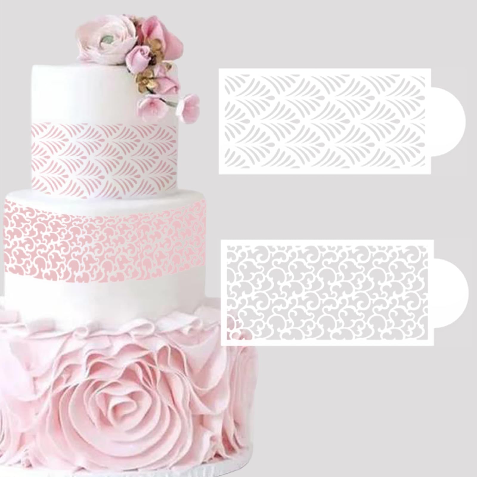 10 Pcs Cake Stencils Cake Templates Set Floral Wedding Icing Stencils Geometry Plant Lace Cake Molds Cookie Fondant Dessert Buttercream Decorating Baking Supplies Mesh Printing for Cake Decoration