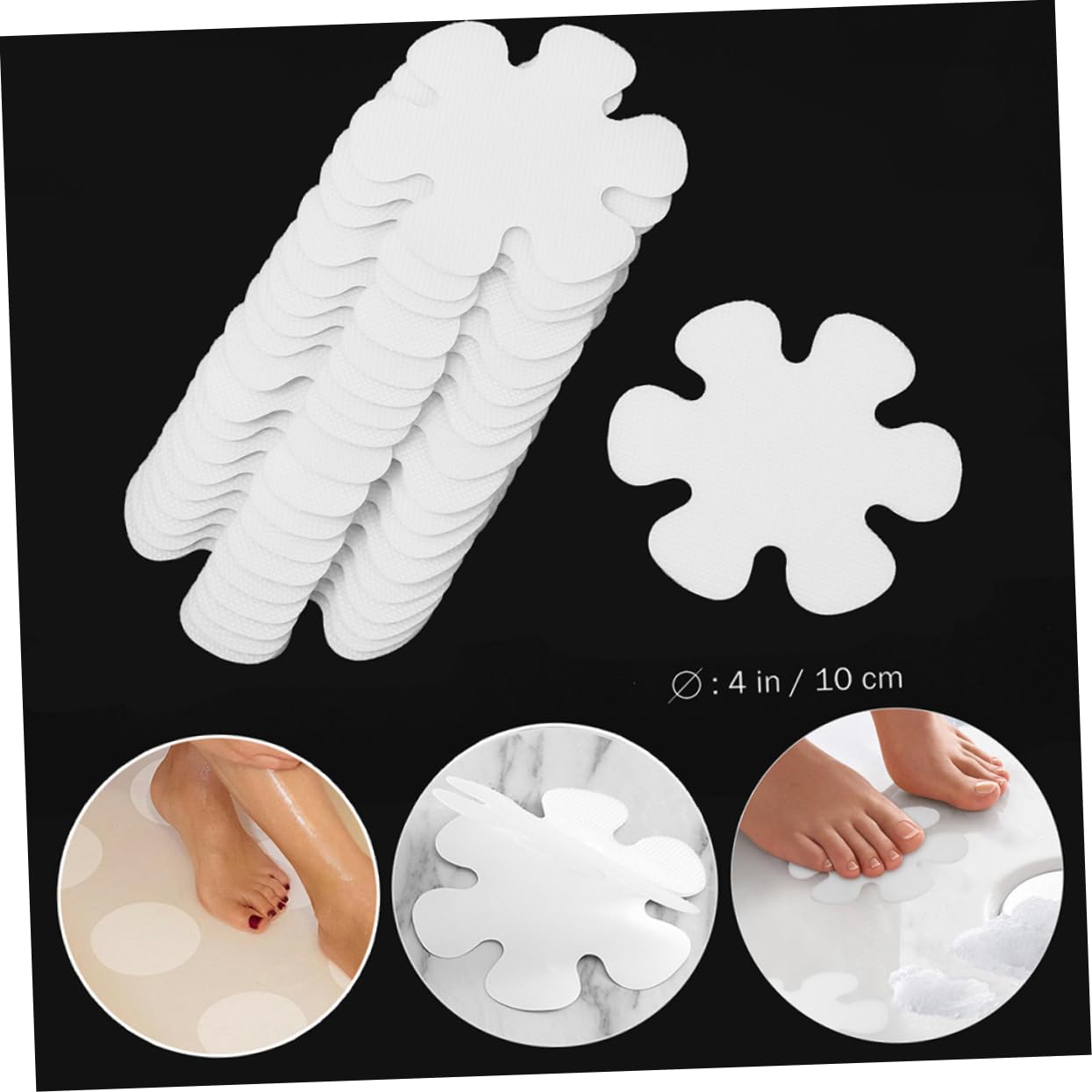 BESTYASH 20Pcs Slip Bathroom Stickers Self Adhesive Non Skid Decals for Tiles Glass and Tub Round Flower Shape for Safety Bath