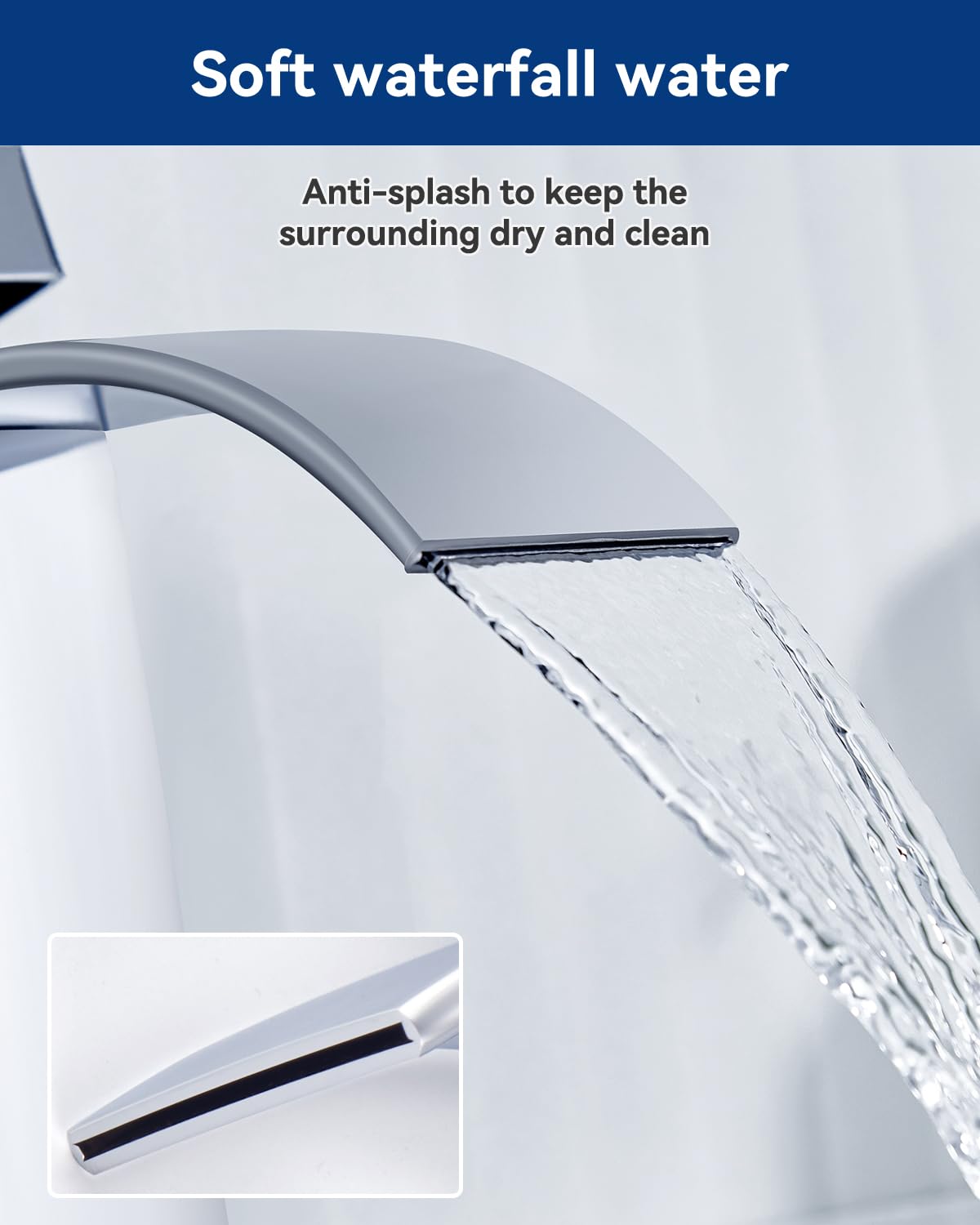 CECIPA Wasserhahn Bad, Wasserfall Wasserhahn Bad Edelstahl Waschtischarmatur Wasserfall mit Auslauf Höhe 85mm Waschbecken Armatur Chrom Einhebelmischer Warm und Kalt wasser Mischbatterien | Für Kalt- und Warmwasser, Einhandbedienung, DVGW Zertifiziert, Ke