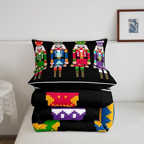 Miniatura 5 de Erosebridal Juego de edredón de cascanueces tamaño matrimonial, ropa de cama retro de Navidad para niños y niños, coloridos juegos de edredón de