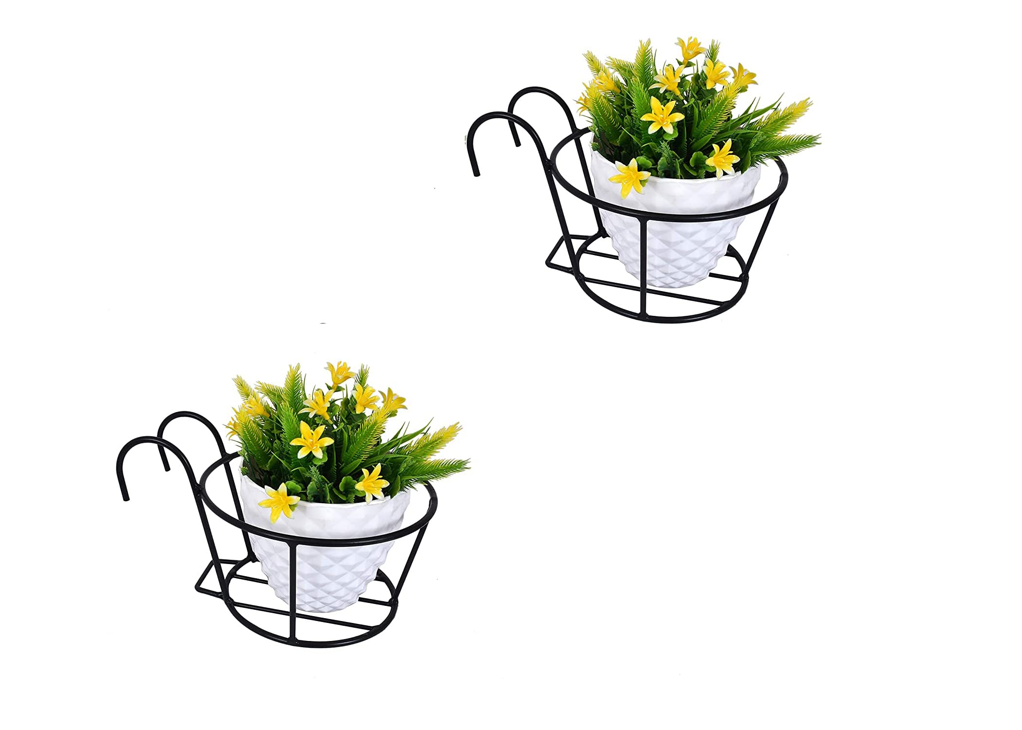 natureCRAFTS Hanging Railing Planters Flower Pot Stand, Basket Potted Stand, Iron Rack Fence Support Shelf for Balcony Garden Patio Indoor & Outdoor, Black Hanger Terrace Basket Plant Holder, 2 Pack (B0BRBNDB3X) Amazon Price History, Amazon Price Tracker