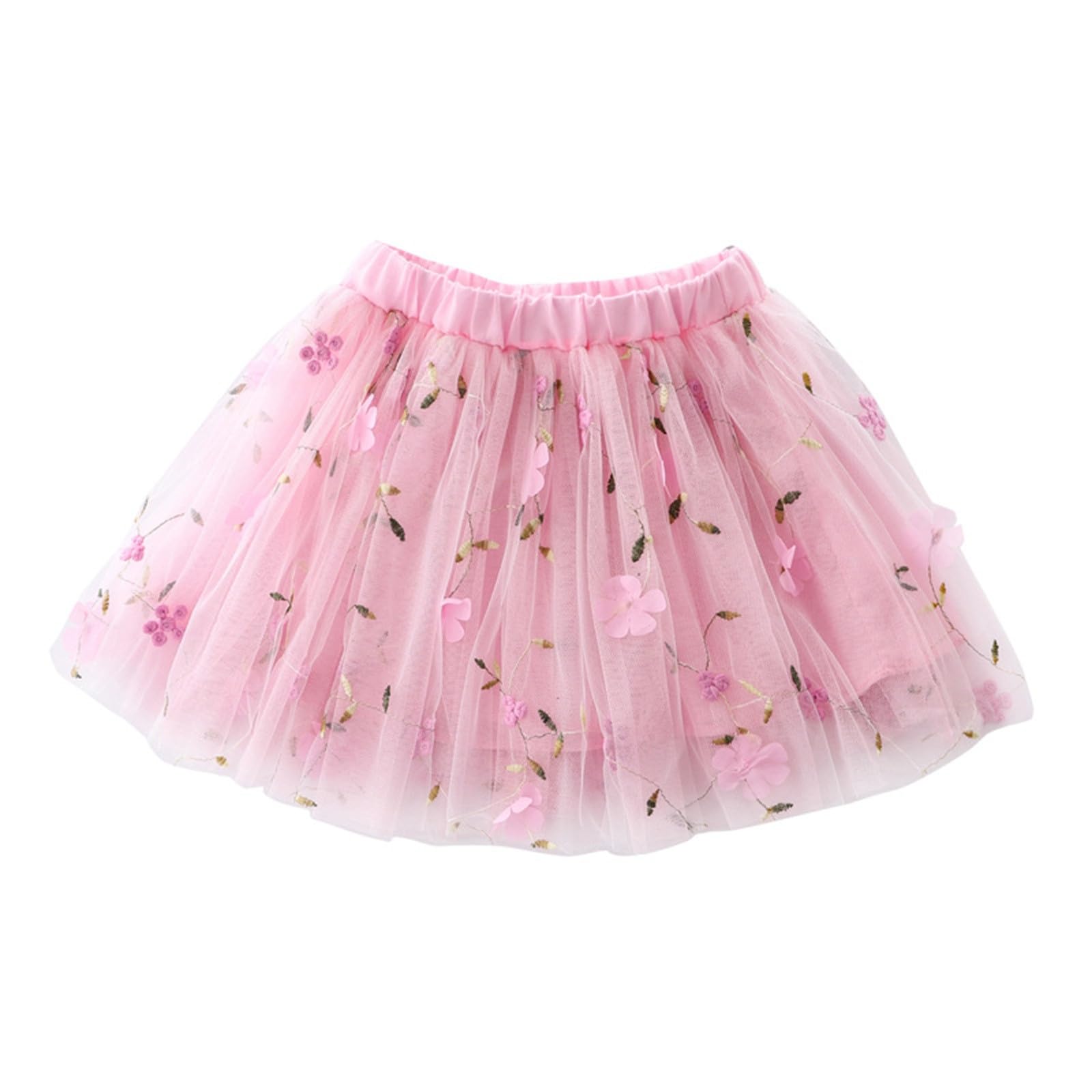 Falda tutú para niña con bordado de flores arcoíris a cuadros de tul a rayas para niños de 1 a 10 años