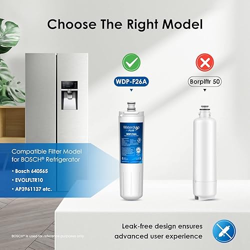 Miniatura 2 de Waterdrop Plus 640565 - Filtro de agua para refrigerador Bosch 640565, certificado NSF 401, 53 y 42, 3 filtros