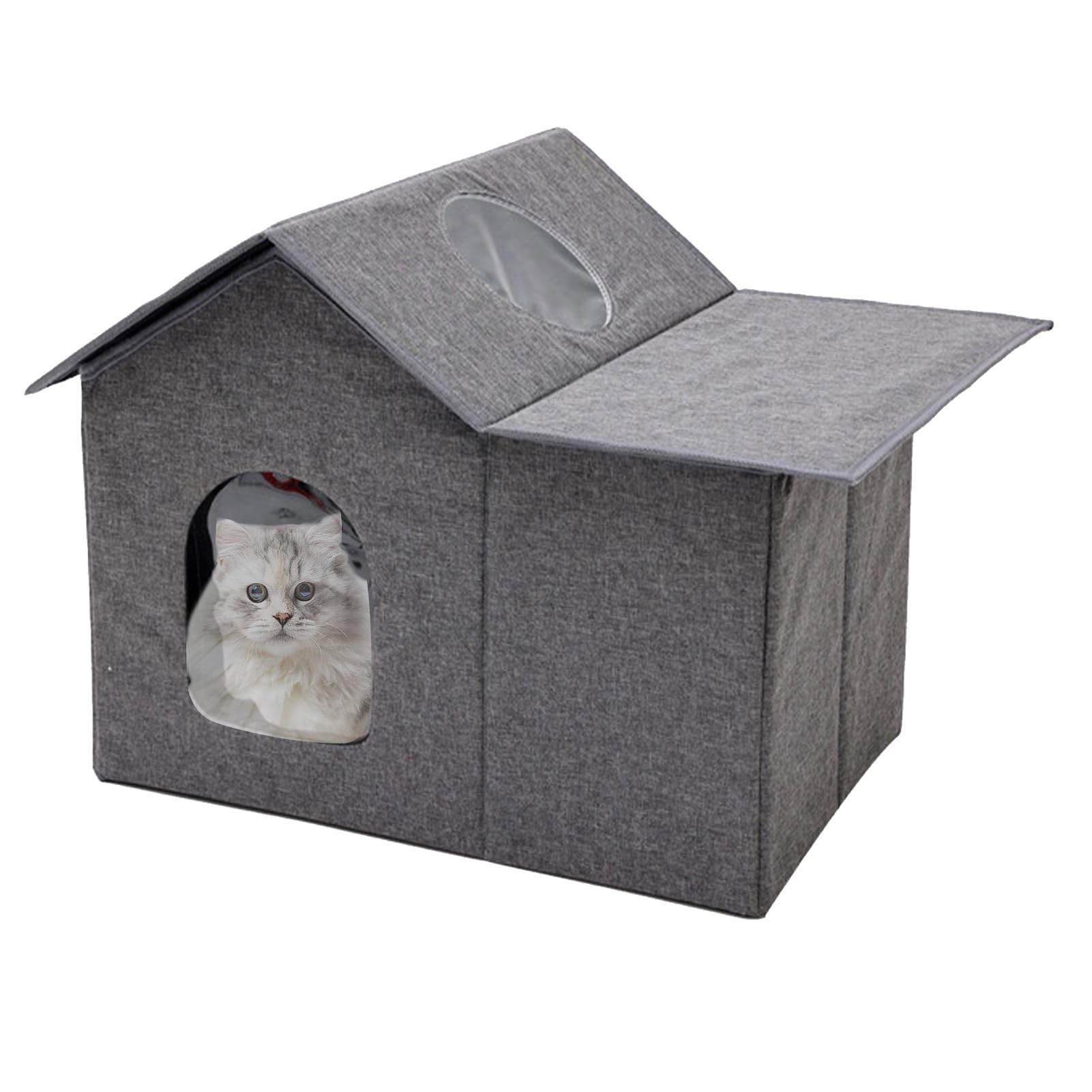 Geïsoleerd kattenhuis buiten | Waterdicht opvouwbaar buiten Winter