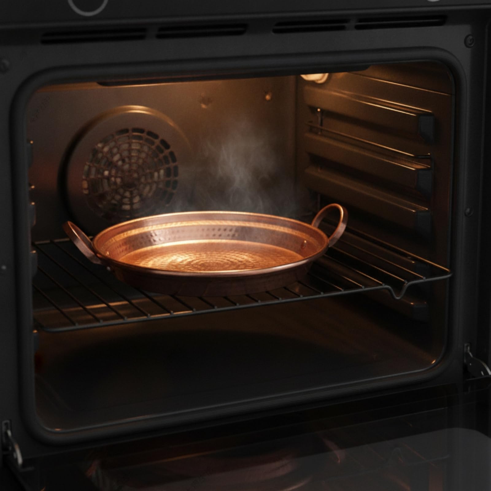 Paellera Cobre Martillado Sartén Cobre Multiusos Cazuela con para Cocina, Pequeño 22CM