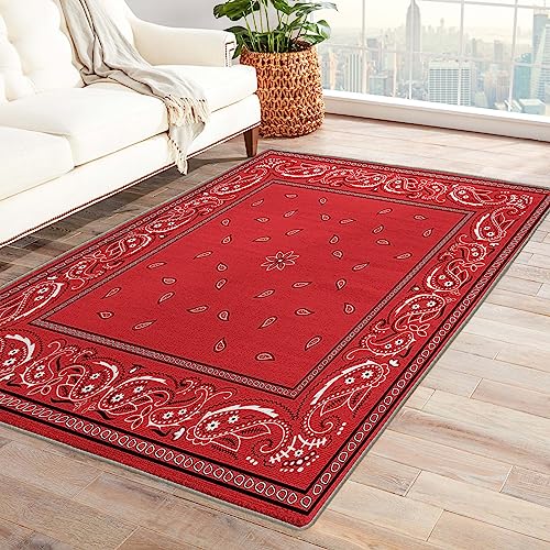 Tapete decorativo rojo Bandana 3x4 ft para dormitorio miniatura 1
