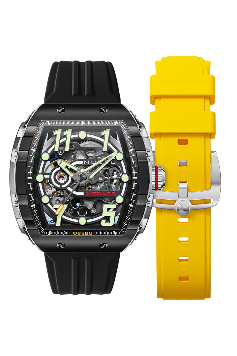 Nubeo Men's 48mm Space Magellan Vision Skeleton Automatic Limited Edition Watch with Rubber Strap NB-6063