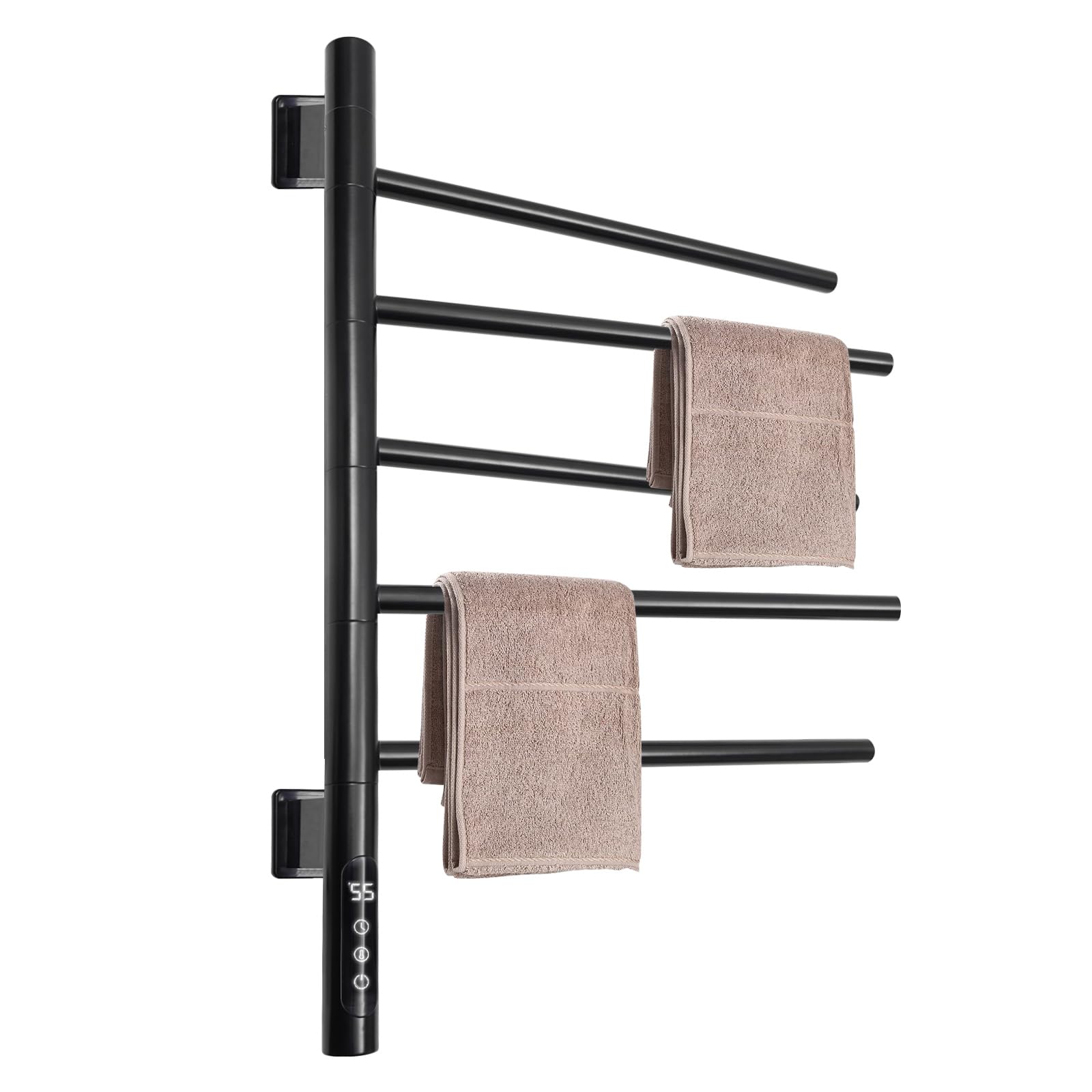 Termoarredo Bagno Elettrico, scaldasalviette a Parete con 5 Bracci orientabili a 180°, cronotermostato HD Touch Panel, scaldasalviette Elettrico