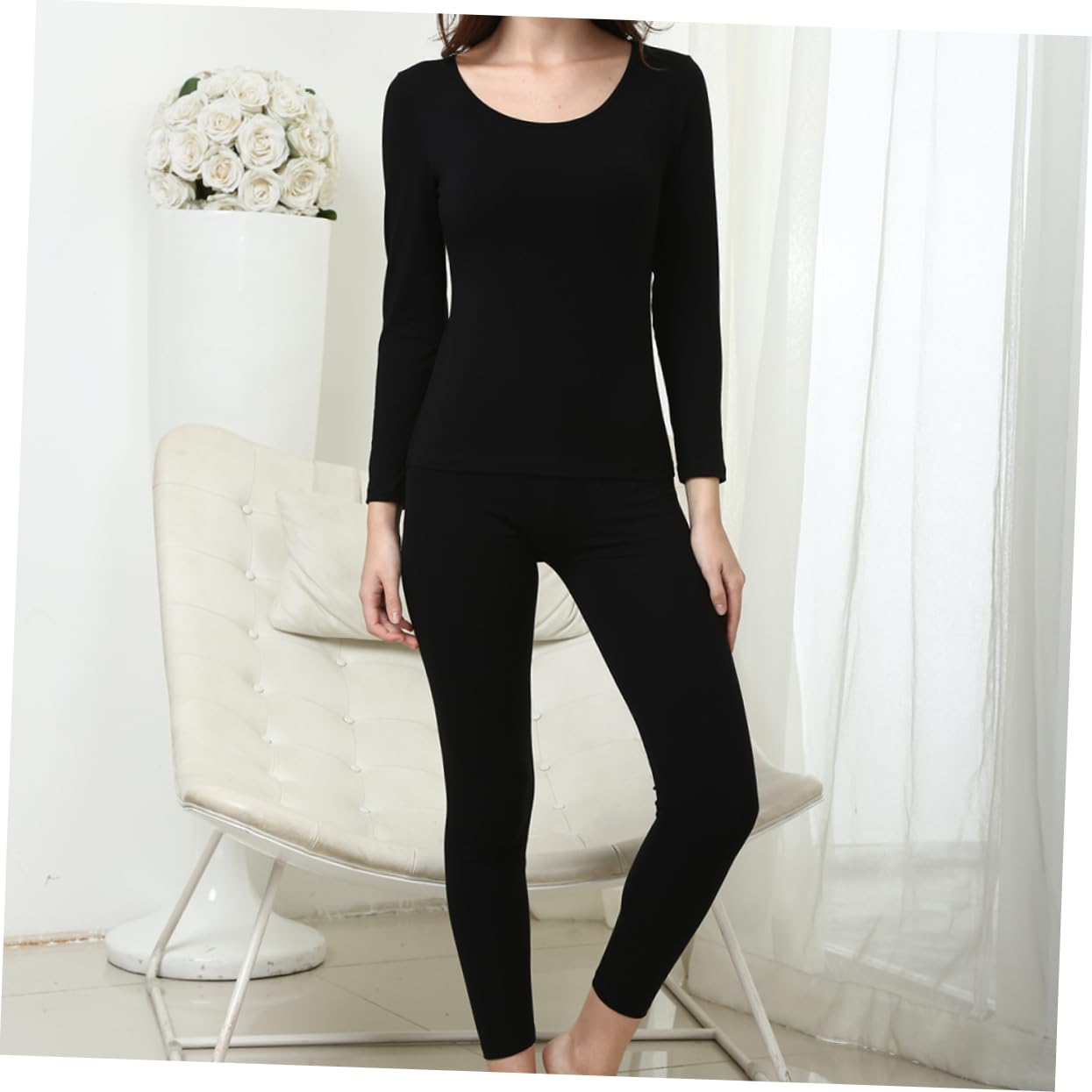 LIFKOME 2pezzi Biancheria Intima Termica da Donna Set di Mutande Lunghe e Pantaloni in Cotone e Spandex Morbidi Caldo e Confortevole per Inverno Indoor e Outdoor