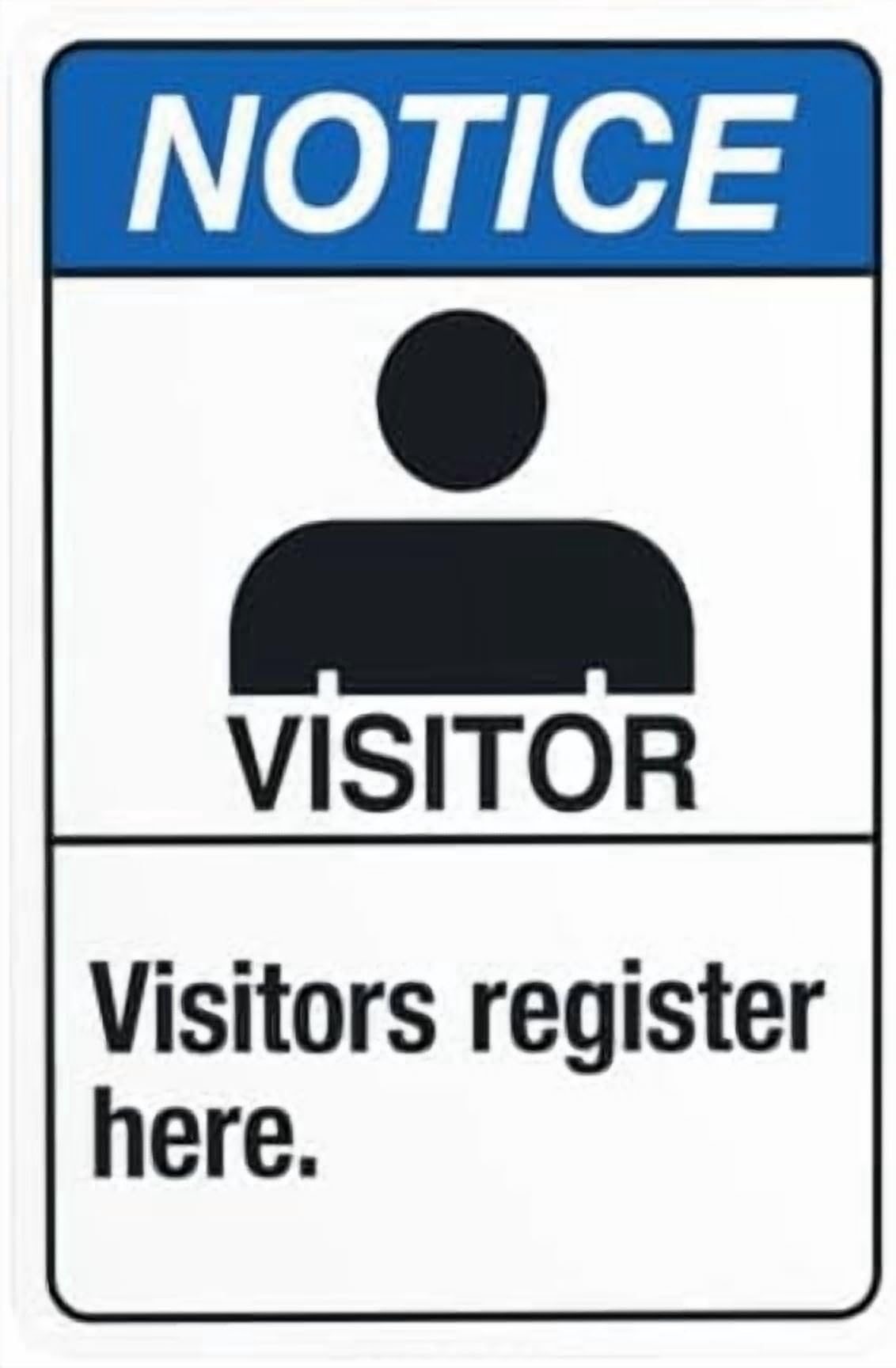 (2-Pack) Metal Tin Sign Visitors Register Here Warning Signs, for Home Outdoor Indoor Road Yard Garage Street Wall Caution Custom Decor 8 x 12 Inch