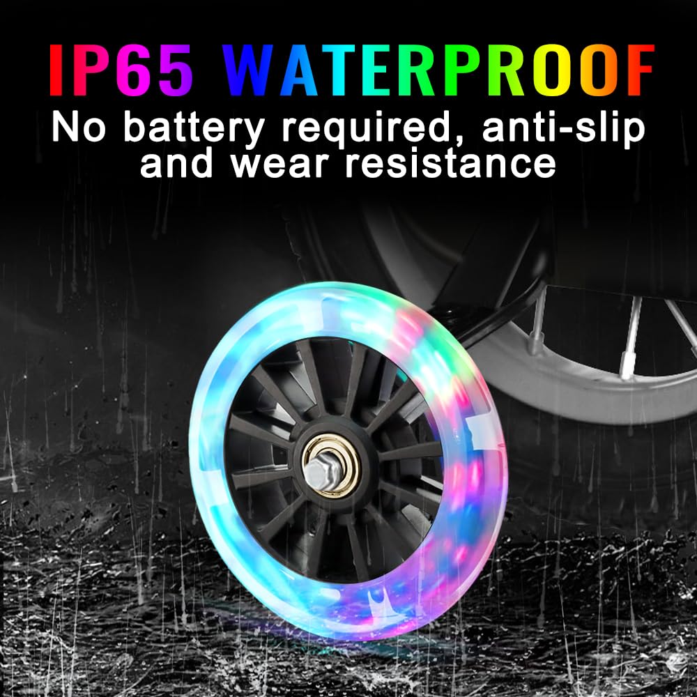 Freestyle, 2 sztuki, podświetlane, z migającym światłem LED, 120 mm, opony z łożyskami kulkowymi ABEC-7, kółka zapasowe do większości skuterów (czarne)
